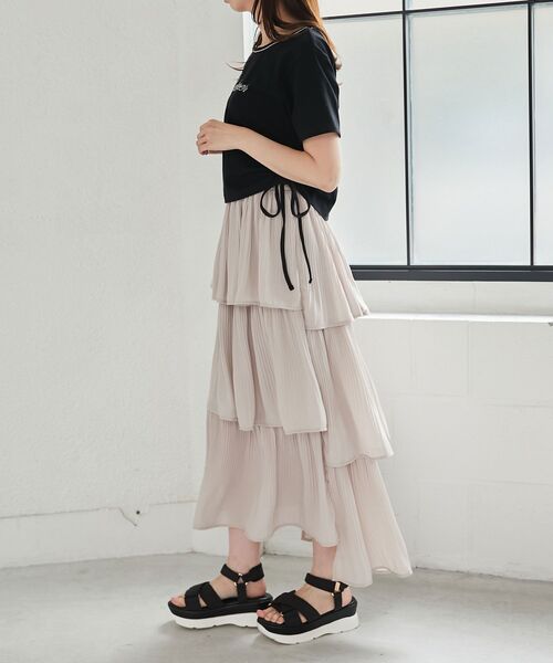 MAJESTIC LEGON（マジェスティックレゴン）の「マルチwayプリーツスカート（スカート・レディース・オフホワイト/ブラック/ホワイト系その他2/ライトグレー・MEDIUM/SMALL）」の9枚目の写真