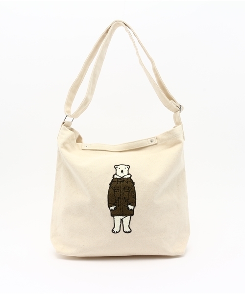 LBC（エルビーシー）の「【POLAR BEAR BENJAMIN】キャンパスクマ刺繍ショルダーバッグ  （ショルダーバッグ・レディース・レッド/イエロー/ターコイズブルー/ピンク/ブラック/ライトブルー/ライトブラウン/オリーブ・ONE SIZE）」の3枚目の写真