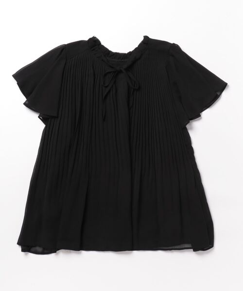 Q（キュー）の「プリーツフレアブラウス（シャツ/ブラウス・レディース・ブラック/アイボリー/レモンイエロー・MEDIUM）」の4枚目の写真