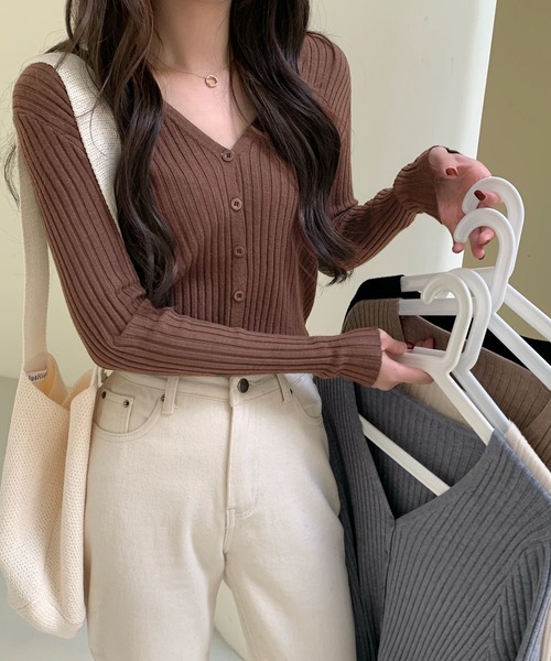 BATONER リブニット Vネック カーディガン men SUMMER KNIT V NECK CARDIGAN | BATONER(バトナー