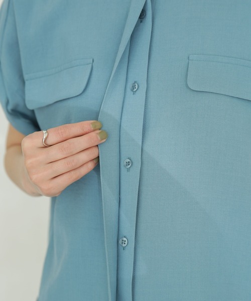 LB.03/メランジドライスタンドシャツブラウス(セットアップ可)