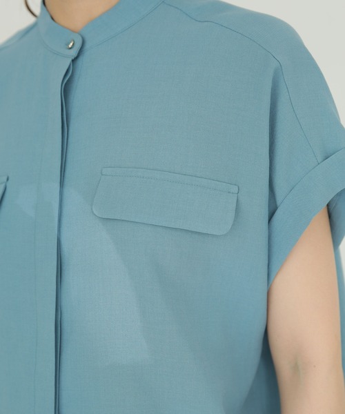 LB.03/メランジドライスタンドシャツブラウス(セットアップ可)