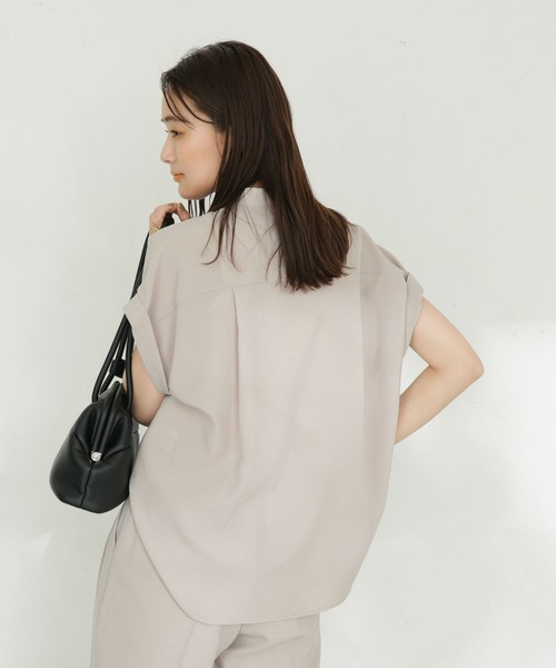 LB.03/メランジドライスタンドシャツブラウス(セットアップ可)