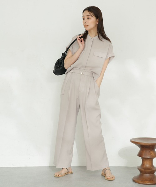 LB.03/メランジドライスタンドシャツブラウス(セットアップ可)