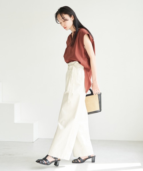 VIS(ビス)の「【洗える】ライトデニムハイウエストワイドパンツ(デニムパンツ・レディース・オフホワイト/ブルー系その他4/サックスブルー・S/M)」の20枚目の写真