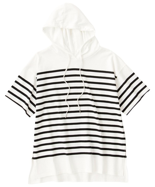 Viola e Viola（ヴィオラエヴィオラ）の「綿１００％ゆるパーカープルオーバー（Tシャツ/カットソー・レディース・ブラック/ブルー・MEDIUM/LARGE/X-LARGE/XX-LARGE）」の5枚目の写真