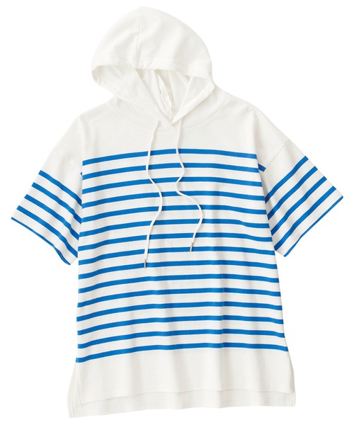 Viola e Viola（ヴィオラエヴィオラ）の「綿１００％ゆるパーカープルオーバー（Tシャツ/カットソー・レディース・ブラック/ブルー・MEDIUM/LARGE/X-LARGE/XX-LARGE）」の3枚目の写真