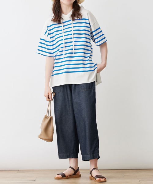 Viola e Viola（ヴィオラエヴィオラ）の「綿１００％ゆるパーカープルオーバー（Tシャツ/カットソー・レディース・ブラック/ブルー・MEDIUM/LARGE/X-LARGE/XX-LARGE）」の11枚目の写真