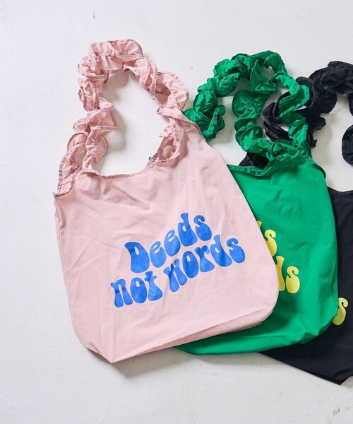 PUBLUX(パブリュクス)の「PUBLUX/パブリュクス ロゴプリントナイロンフリルトートバッグ【限定展開】(トートバッグ・レディース・オフホワイト/ピンク/オレンジ/グリーン/ブラック・フリ-)」の11枚目の写真