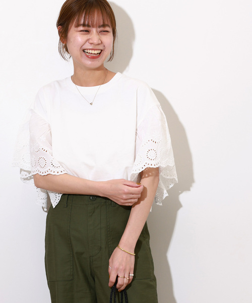 レリューム　カットワークレースプルオーバー WEB限定追加》カットワークレーススリーブプルオーバー（Tシャツ