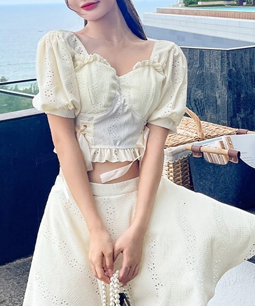 Dalfwin（ダールフィン）の「レースアップリボンデザインワンピースorセパレートスカート　水着（水着・レディース・アイボリー/ブラック/ホワイト系/ブラック系/グリーン/グリーン系・ONE SIZE/FREE）」の15枚目の写真