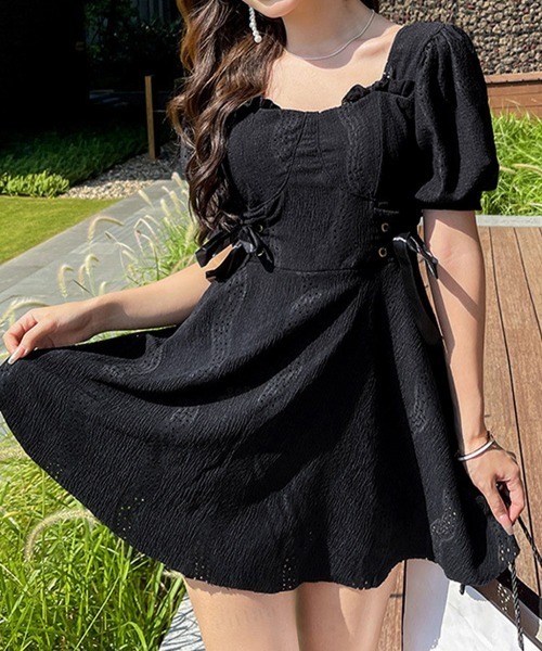 Dalfwin（ダールフィン）の「レースアップリボンデザインワンピースorセパレートスカート　水着（水着・レディース・アイボリー/ブラック/ホワイト系/ブラック系/グリーン/グリーン系・ONE SIZE/FREE）」の17枚目の写真