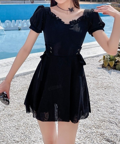 Dalfwin（ダールフィン）の「レースアップリボンデザインワンピースorセパレートスカート　水着（水着・レディース・アイボリー/ブラック/ホワイト系/ブラック系/グリーン/グリーン系・ONE SIZE/FREE）」の19枚目の写真