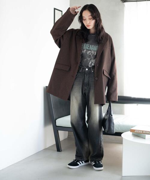 WEGO（ウィゴー）の「WEGO/ボクシーテーラードジャケット（テーラードジャケット・レディース・ネイビー/ダークブラウン/ベージュ系その他2・SMALL/MEDIUM）」の4枚目の写真