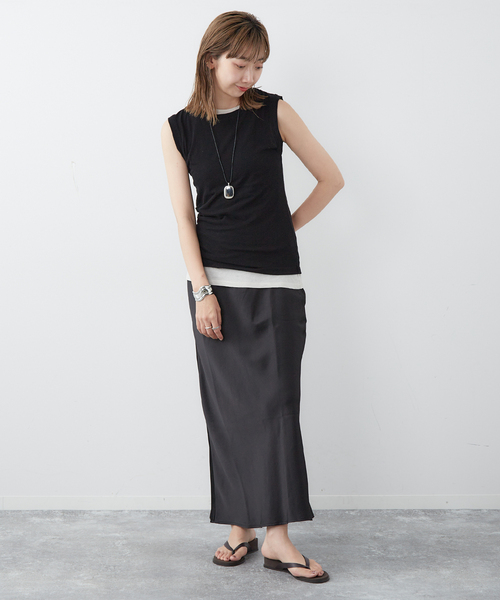 plage サテンIラインスカート　美品 plage（プラージュ）の「サテンIラインスカート（スカート