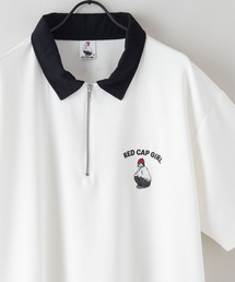 Red Cap Girl（レッドキャプガール）の「【RED CAP GIRL/レッドキャップガール】 とろみ冷感　接触冷感　ポンチ素材　ワンポイント刺繍　ビッグシルエット　フロントジップポロ ユニセックス（ポロシャツ・メンズ）」