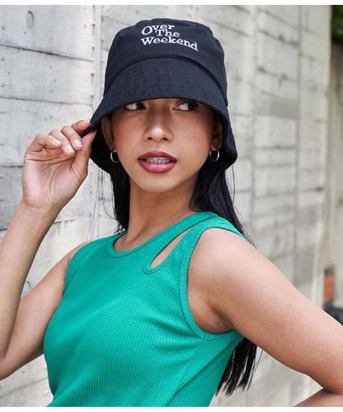 ANAP（アナップ）の「配色刺繍バケットハット（ハット・レディース・ホワイト/ブラック/グリーン・FREE）」の3枚目の写真