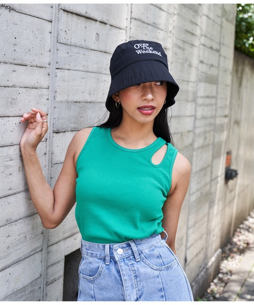 ANAP（アナップ）の「配色刺繍バケットハット（ハット・レディース・ホワイト/ブラック/グリーン・FREE）」の19枚目の写真