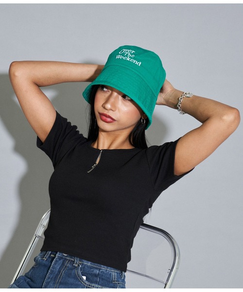 ANAP（アナップ）の「配色刺繍バケットハット（ハット・レディース・ホワイト/ブラック/グリーン・FREE）」の12枚目の写真