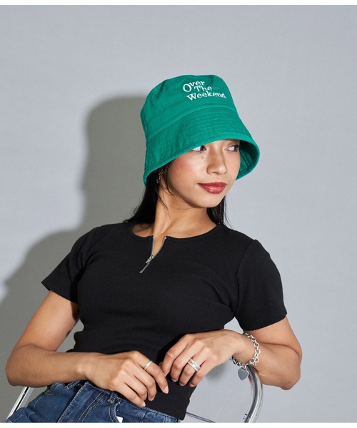 ANAP（アナップ）の「配色刺繍バケットハット（ハット・レディース・ホワイト/ブラック/グリーン・FREE）」の7枚目の写真