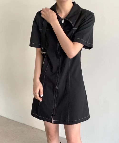 almo(アルモ)の「【LAMPOON】ステッチングワンピース(ワンピース・レディース・ブラック/アイボリー・FREE)」の9枚目の写真