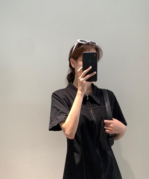 almo(アルモ)の「【LAMPOON】ステッチングワンピース(ワンピース・レディース・ブラック/アイボリー・FREE)」の5枚目の写真