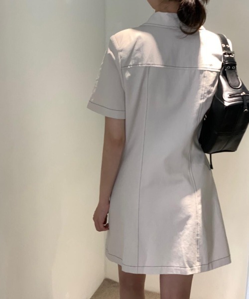 almo(アルモ)の「【LAMPOON】ステッチングワンピース(ワンピース・レディース・ブラック/アイボリー・FREE)」の8枚目の写真