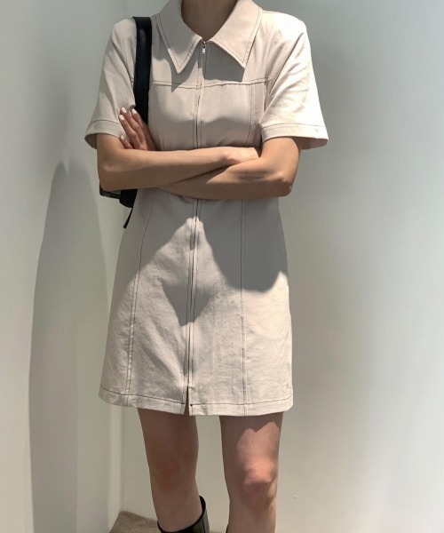 almo(アルモ)の「【LAMPOON】ステッチングワンピース(ワンピース・レディース・ブラック/アイボリー・FREE)」の4枚目の写真