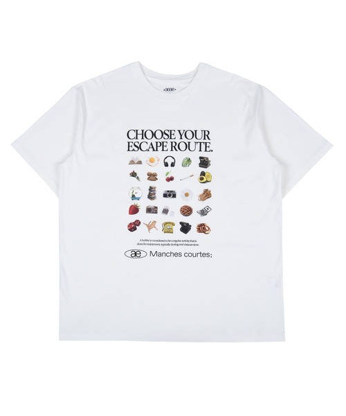 aeae(エーイーエーイー)の「Escape Route T-shirts(Tシャツ/カットソー・メンズ・ホワイト/ブラック・MEDIUM/LARGE)」の1枚目の写真