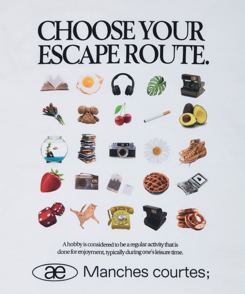aeae(エーイーエーイー)の「Escape Route T-shirts(Tシャツ/カットソー・メンズ・ホワイト/ブラック・MEDIUM/LARGE)」の5枚目の写真