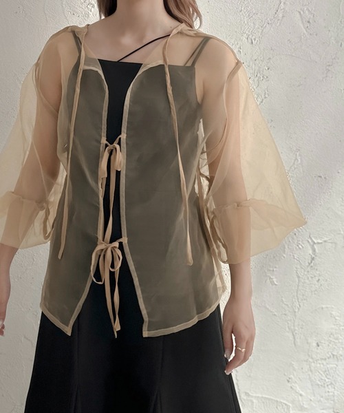 apres jour clair(アプレジュールクレア)の「【apres jour clair】オーガンジーブラウス【ZOZOTOWN限定アイテム】(シャツ/ブラウス・レディース・オレンジ/ライトベージュ/ブラック・X-LARGE/フリー)」の8枚目の写真