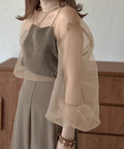apres jour clair(アプレジュールクレア)の「【apres jour clair】オーガンジーブラウス【ZOZOTOWN限定アイテム】(シャツ/ブラウス・レディース・オレンジ/ライトベージュ/ブラック・X-LARGE/フリー)」の6枚目の写真