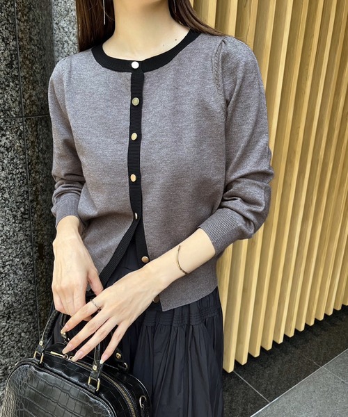 Cherie chuu(シェリーチュウ)の「【Cherie chuu】配色ニットカーディガン(カーディガン/ボレロ・レディース・杢グレー/ブルー/ホワイト×ブラック/ネイビー・FREE)」の16枚目の写真