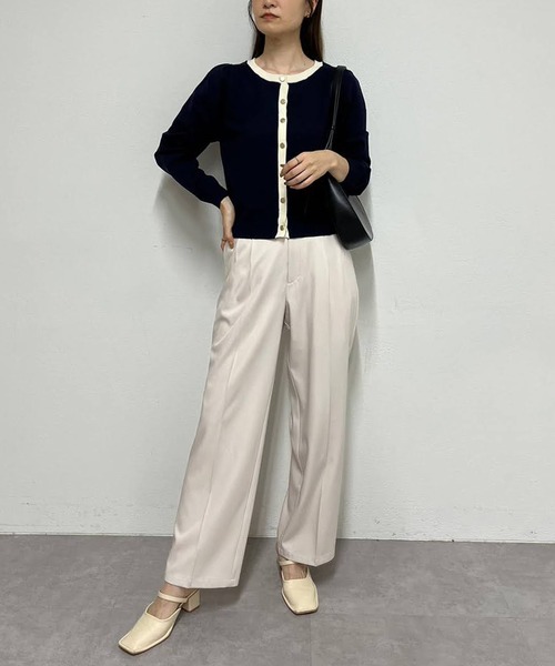 Cherie chuu(シェリーチュウ)の「【Cherie chuu】配色ニットカーディガン(カーディガン/ボレロ・レディース・杢グレー/ブルー/ホワイト×ブラック/ネイビー・FREE)」の20枚目の写真