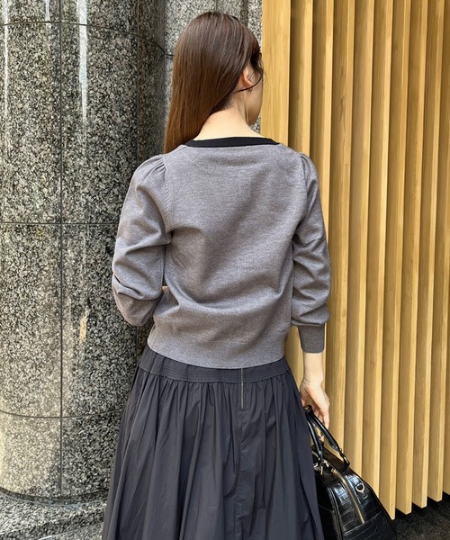 Cherie chuu(シェリーチュウ)の「【Cherie chuu】配色ニットカーディガン(カーディガン/ボレロ・レディース・杢グレー/ブルー/ホワイト×ブラック/ネイビー・FREE)」の18枚目の写真