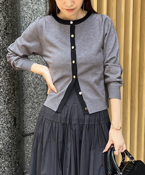Cherie chuu(シェリーチュウ)の「【Cherie chuu】配色ニットカーディガン(カーディガン/ボレロ・レディース・杢グレー/ブルー/ホワイト×ブラック/ネイビー・FREE)」の17枚目の写真