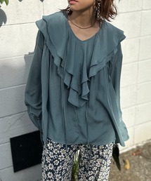 mi via loca | ビッグカラーフリルブラウス(シャツ/ブラウス)