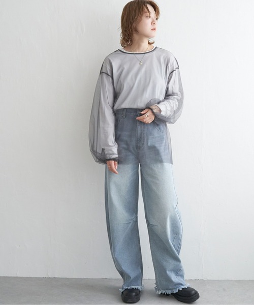 notch.（ノッチ）の「チュールブラウス（シャツ/ブラウス・レディース・ブラック/グレー・M）」の18枚目の写真