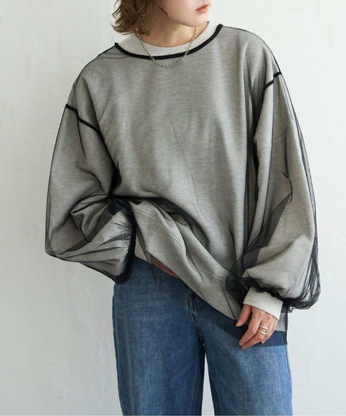 notch.（ノッチ）の「チュールブラウス（シャツ/ブラウス・レディース・ブラック/グレー・M）」の20枚目の写真