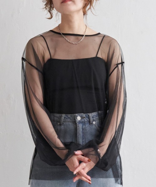 notch.（ノッチ）の「チュールブラウス（シャツ/ブラウス・レディース・ブラック/グレー・M）」の21枚目の写真