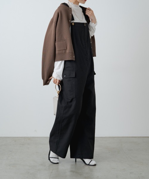 PUAL CE CIN（ピュアルセシン）の「綿麻フロントジップサロペット（サロペット/オーバーオール・レディース・ベージュ/ブラック・FREE）」の14枚目の写真