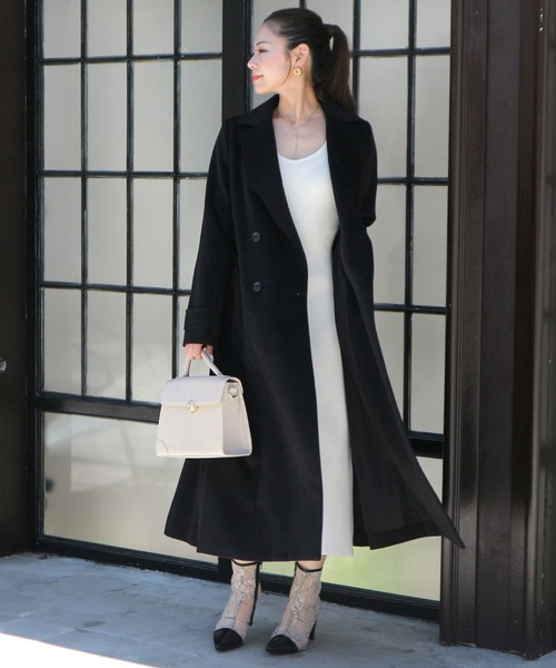 セール】ウォッシャブルVネックロングニットワンピース（ワンピース