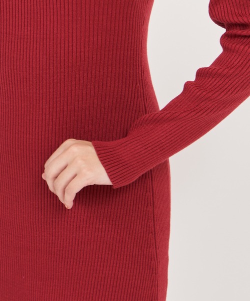 セール】ウォッシャブルVネックロングニットワンピース（ワンピース