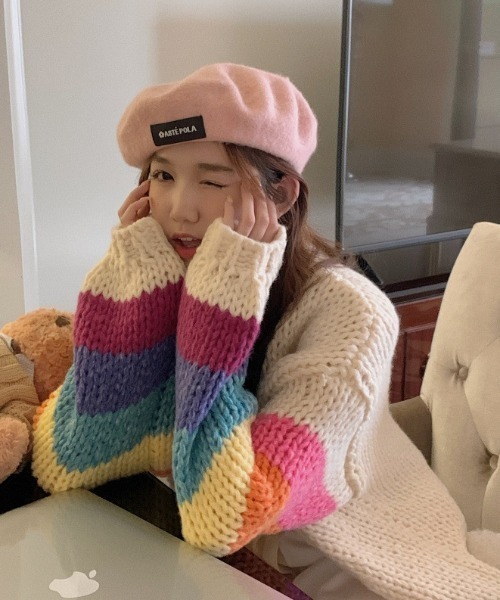 セール】柔らかレインボーカーディガンセーター（カーディガン/ボレロ