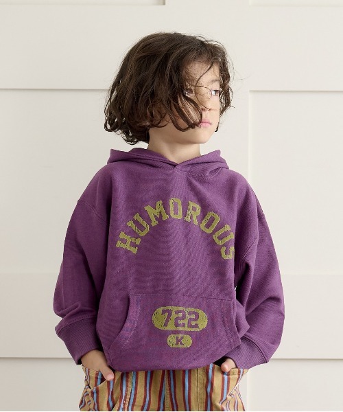 BIG FIELD（ビッグフィールド）の「フロッキープリントスウェットパーカー（90～150cm）（パーカー・キッズ・パープル/グリーン/オフホワイト・140/150/90/100/110/120/130）」の3枚目の写真