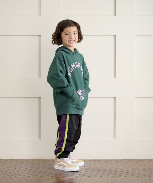 BIG FIELD（ビッグフィールド）の「フロッキープリントスウェットパーカー（90～150cm）（パーカー・キッズ・パープル/グリーン/オフホワイト・140/150/90/100/110/120/130）」の5枚目の写真