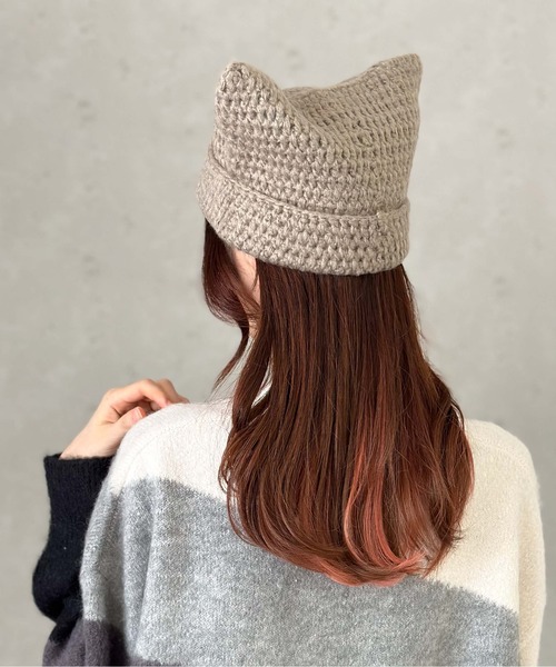 ニット帽 ニットキャップ 「HIKA」星ボーダー猫耳CAP レディース