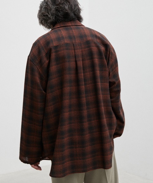 LIDNM（リドム）の「WOOL CHECK NAVAL SHIRT（シャツ/ブラウス・メンズ・オレンジ・MEDIUM）」の5枚目の写真