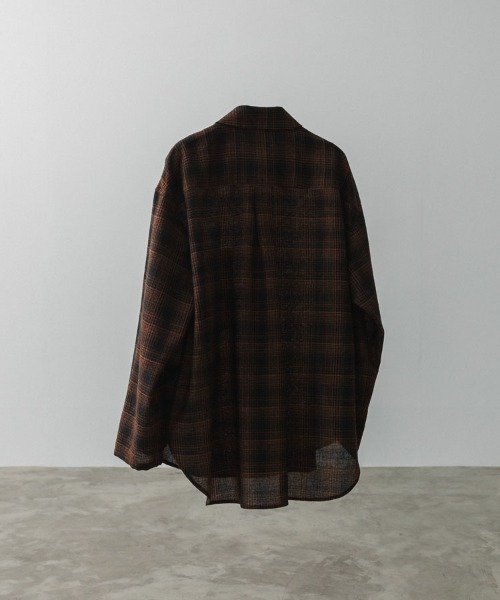 LIDNM（リドム）の「WOOL CHECK NAVAL SHIRT（シャツ/ブラウス・メンズ・オレンジ・MEDIUM）」の17枚目の写真