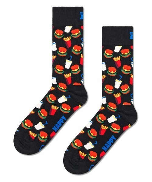 Happy Socks（ハッピーソックス）の「Happy Socks Hamburger クルーソックス 10201108（ソックス/靴下・レディース・ブラック・M/XL/L）」の5枚目の写真